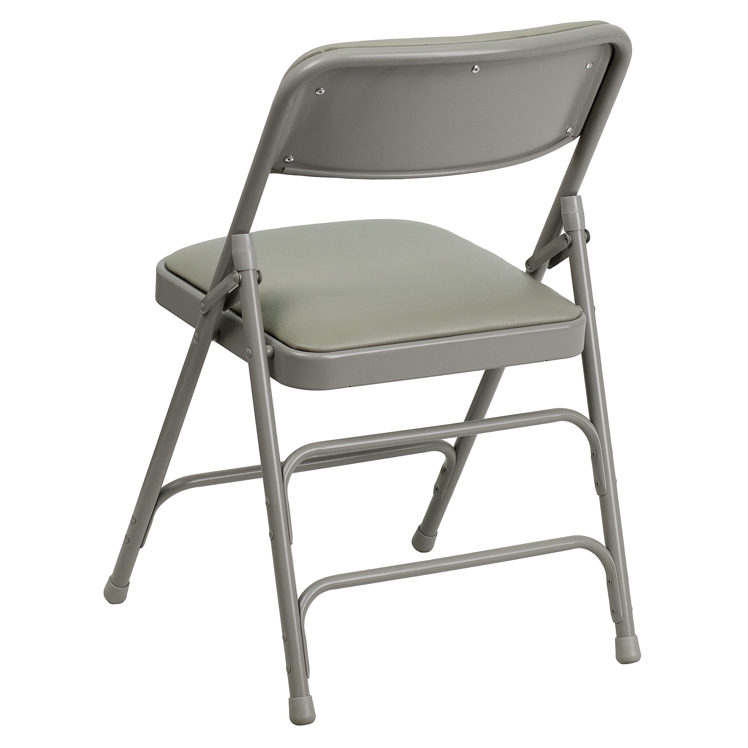 Flash Furniture 2 Pack HERCULES Series Curved Triple Braced & Double Hinged Gray Vinyl Metal Folding Chair