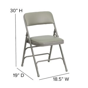 Flash Furniture 2 Pack HERCULES Series Curved Triple Braced & Double Hinged Gray Vinyl Metal Folding Chair