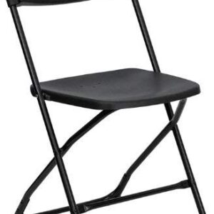 Ontario Furniture: Stackable Black Metal Folding Chair, 800-Pound Weight Capacity, Premium Steel Frame with Plastic Seat and Back