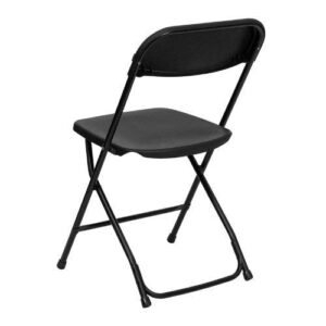 Ontario Furniture: Stackable Black Metal Folding Chair, 800-Pound Weight Capacity, Premium Steel Frame with Plastic Seat and Back