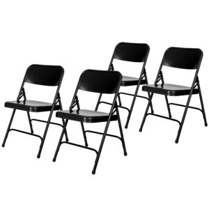 OEF Furnishings Heavy Duty Double Hinge Steel Folding Chair, Black