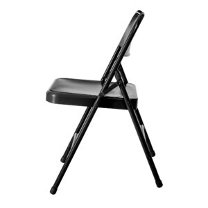 OEF Furnishings Heavy Duty Double Hinge Steel Folding Chair, Black