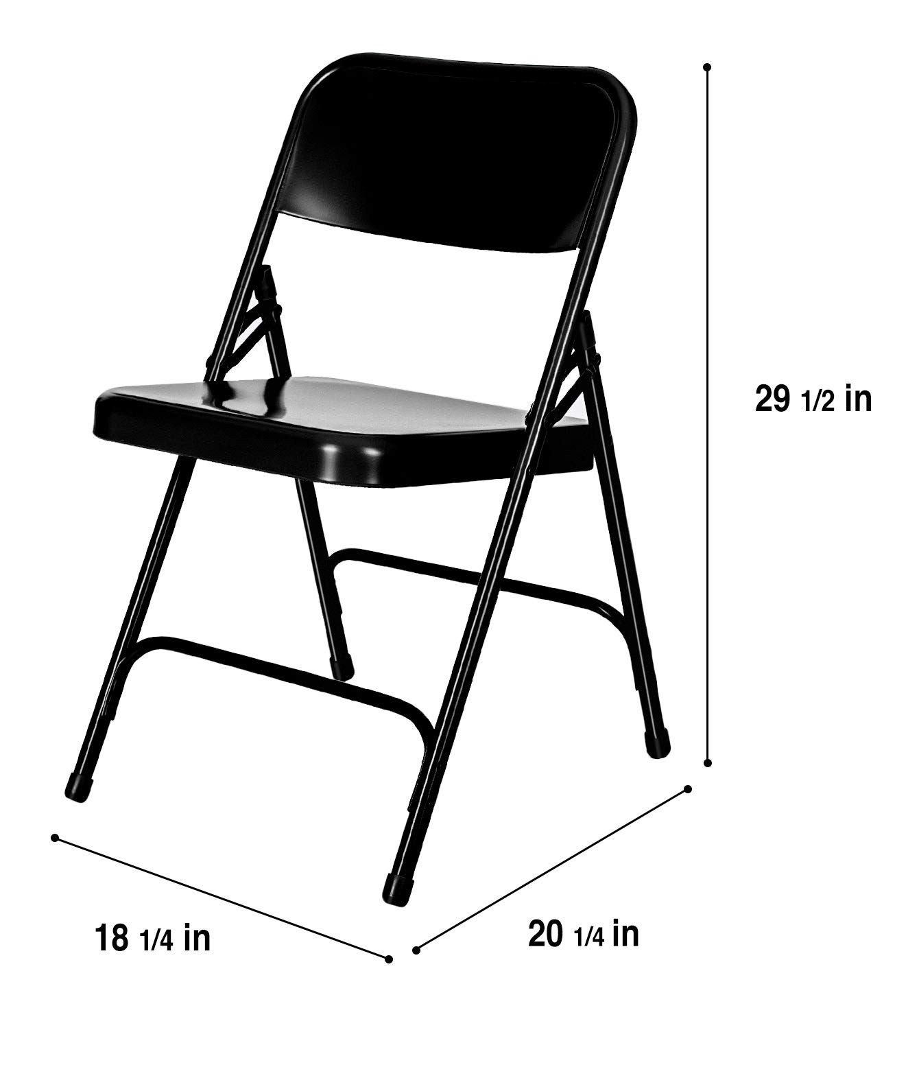 OEF Furnishings Heavy Duty Double Hinge Steel Folding Chair, Black