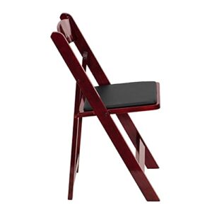 EMMA + OLIVER 2 Pack Mahogany Wood Folding Chair with Vinyl Padded Seat