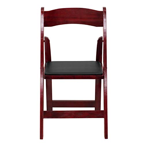 EMMA + OLIVER 2 Pack Mahogany Wood Folding Chair with Vinyl Padded Seat