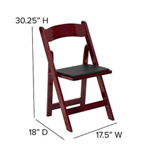 EMMA + OLIVER 2 Pack Mahogany Wood Folding Chair with Vinyl Padded Seat