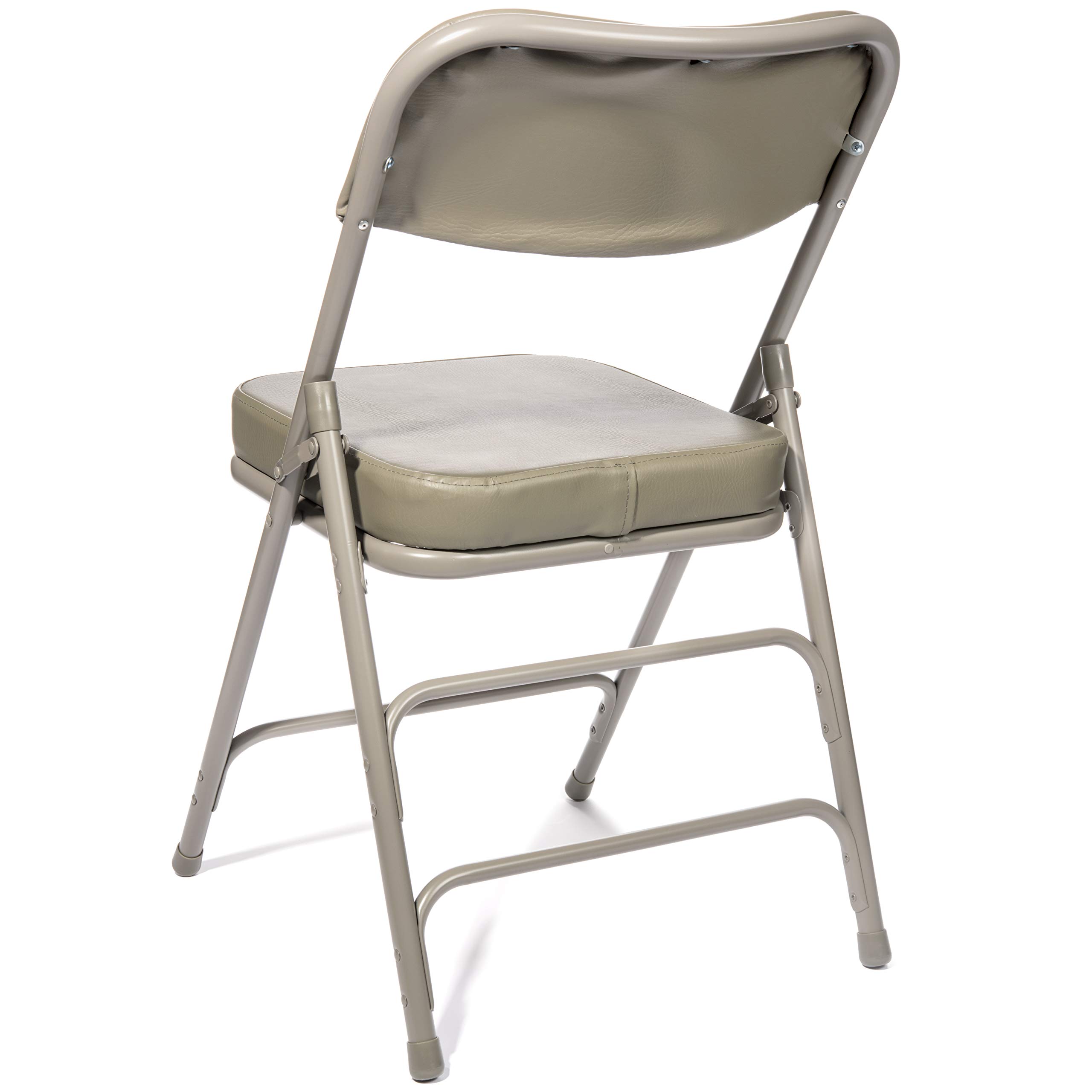 XL Series Vinyl Upholstered Folding Chair (2 Pack) - Heavy Duty Ultra Padded 2" Thick Padded Seat and Back, Triple Braced - Quad Hinging, 300 lb Tested (Grey)