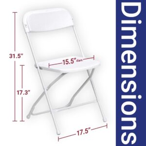 TentandTable Heavy Duty Poly Plastic Stackable Folding Chairs | White | for Event, Banquet, and Wedding| 300-Pound Capacity | 10 Pack