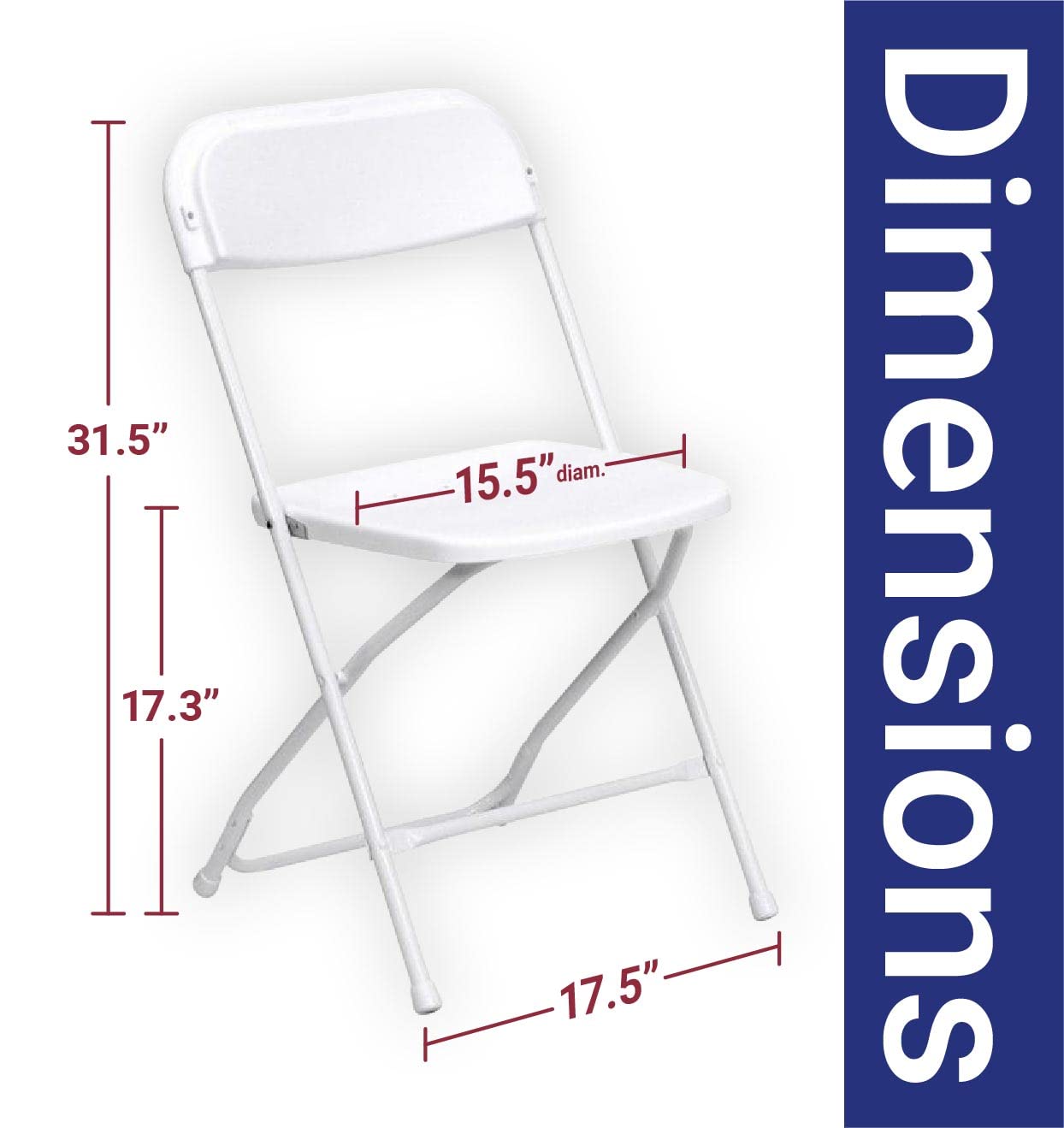 TentandTable Heavy Duty Poly Plastic Stackable Folding Chairs | White | for Event, Banquet, and Wedding| 300-Pound Capacity | 10 Pack