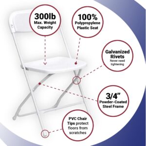 TentandTable Heavy Duty Poly Plastic Stackable Folding Chairs | White | for Event, Banquet, and Wedding| 300-Pound Capacity | 10 Pack