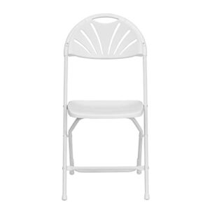 Flash Furniture HERCULES Series 650 lb. Capacity White Plastic Fan Back Folding Chair