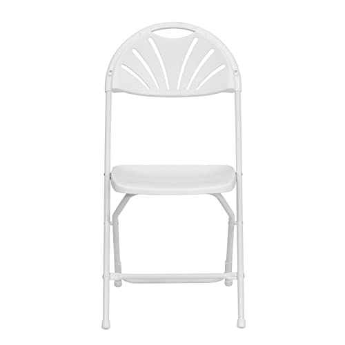 Flash Furniture HERCULES Series 650 lb. Capacity White Plastic Fan Back Folding Chair