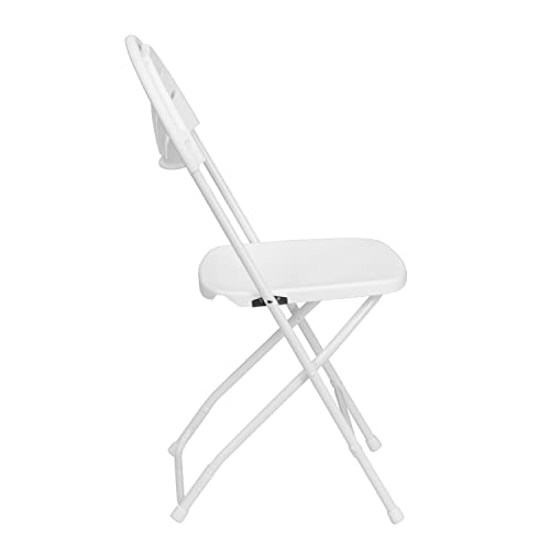 Flash Furniture HERCULES Series 650 lb. Capacity White Plastic Fan Back Folding Chair