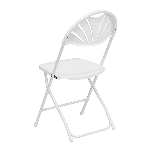 Flash Furniture HERCULES Series 650 lb. Capacity White Plastic Fan Back Folding Chair