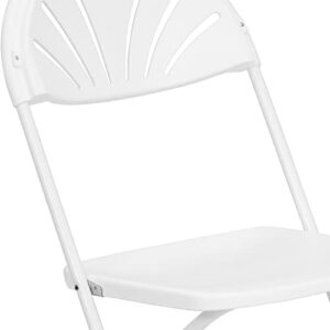 Flash Furniture HERCULES Series 650 lb. Capacity White Plastic Fan Back Folding Chair