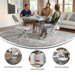 Flash Furniture HERCULES Series 650 lb. Capacity White Plastic Fan Back Folding Chair