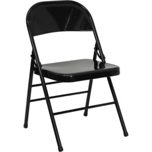 flash furniture hercules series triple braced & double hinged black metal folding chair