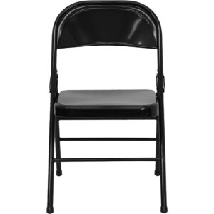 Flash Furniture HERCULES Series Triple Braced & Double Hinged Black Metal Folding Chair