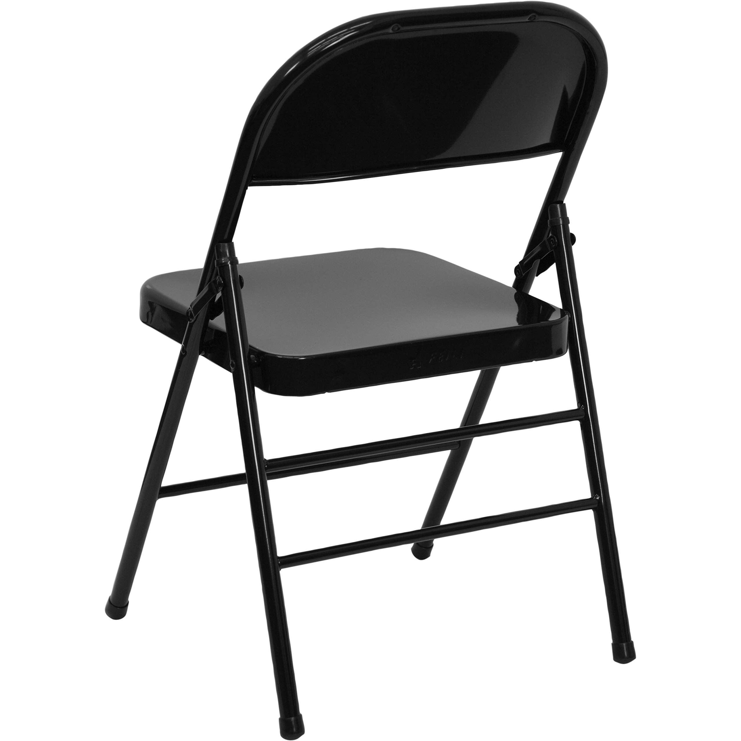 Flash Furniture HERCULES Series Triple Braced & Double Hinged Black Metal Folding Chair