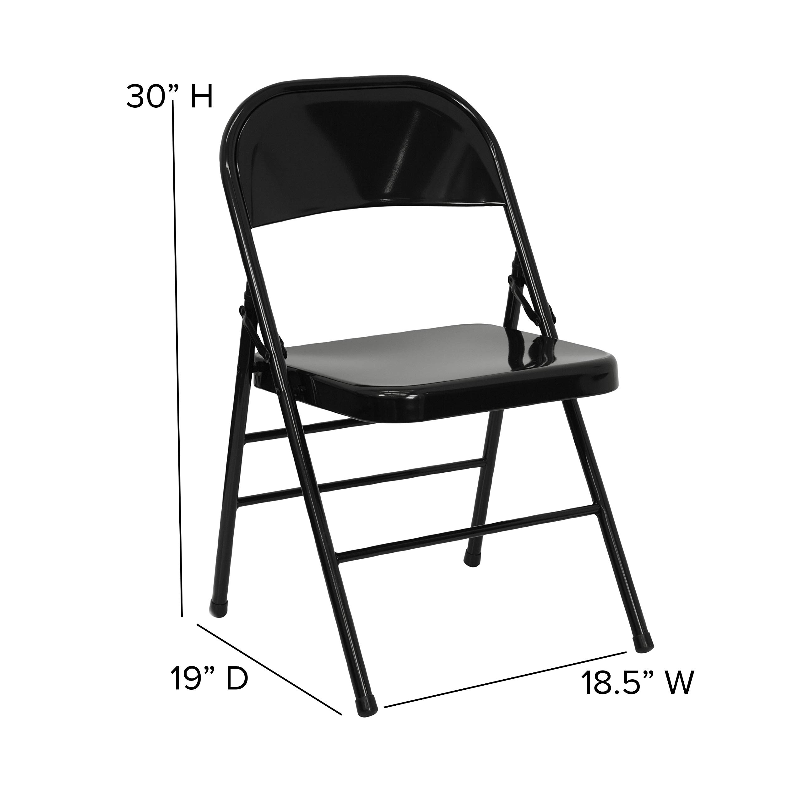 Flash Furniture HERCULES Series Triple Braced & Double Hinged Black Metal Folding Chair