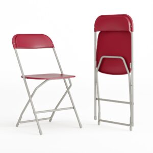emma + oliver set of 2 plastic folding chairs - 650 lb weight capacity lightweight stackable folding chair in red