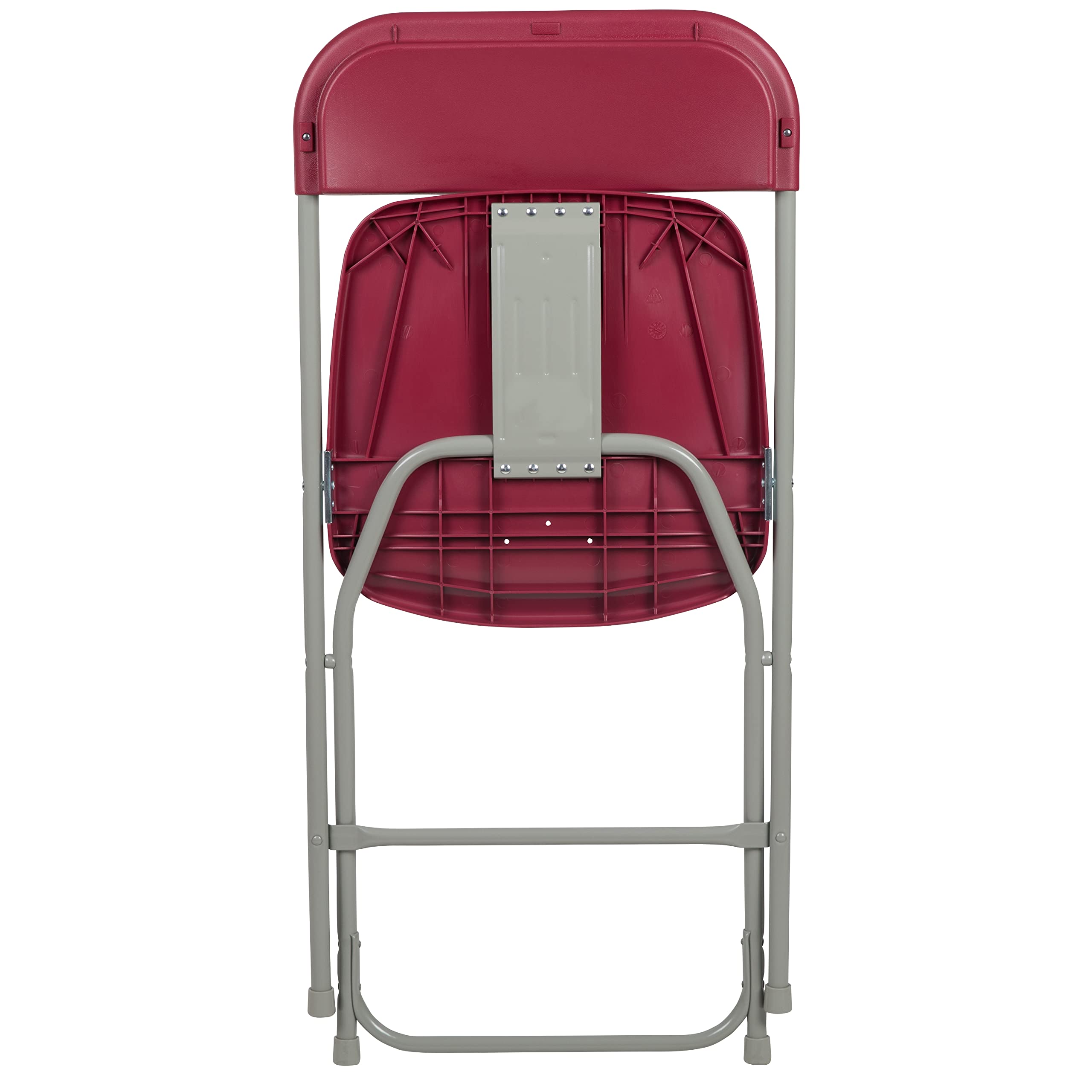 EMMA + OLIVER Set of 2 Plastic Folding Chairs - 650 LB Weight Capacity Lightweight Stackable Folding Chair in Red