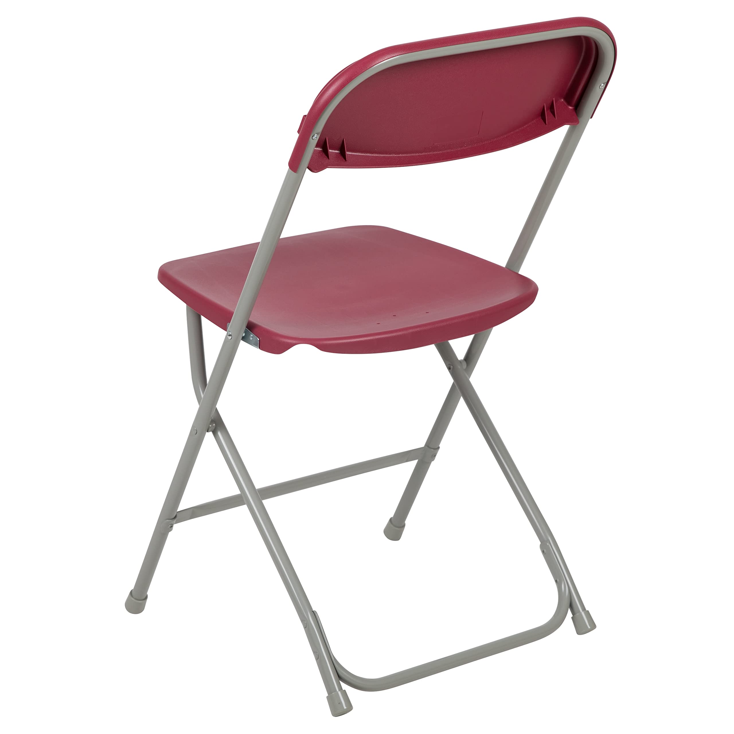 EMMA + OLIVER Set of 2 Plastic Folding Chairs - 650 LB Weight Capacity Lightweight Stackable Folding Chair in Red