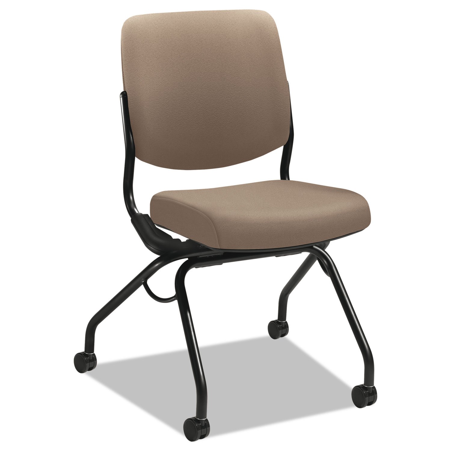 HON Perpetual Series Folding Nesting Chair, Supports up to 300 lb, 19.13" seat Height, Morel seat, Morel Back, Black Base
