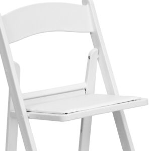 EMMA + OLIVER Folding Chair - White Resin – 2 Pack 800LB Weight Capacity Comfortable Event Chair - Light Weight Folding Chair