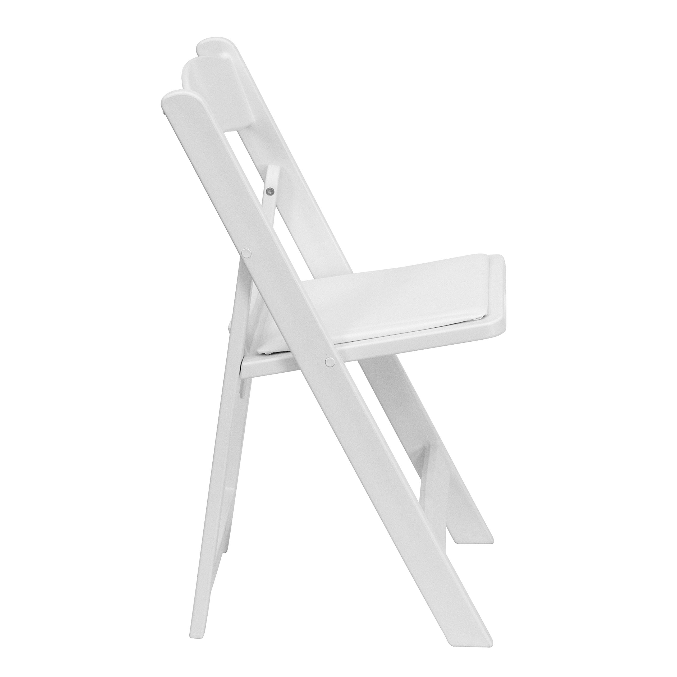 EMMA + OLIVER Folding Chair - White Resin – 2 Pack 800LB Weight Capacity Comfortable Event Chair - Light Weight Folding Chair