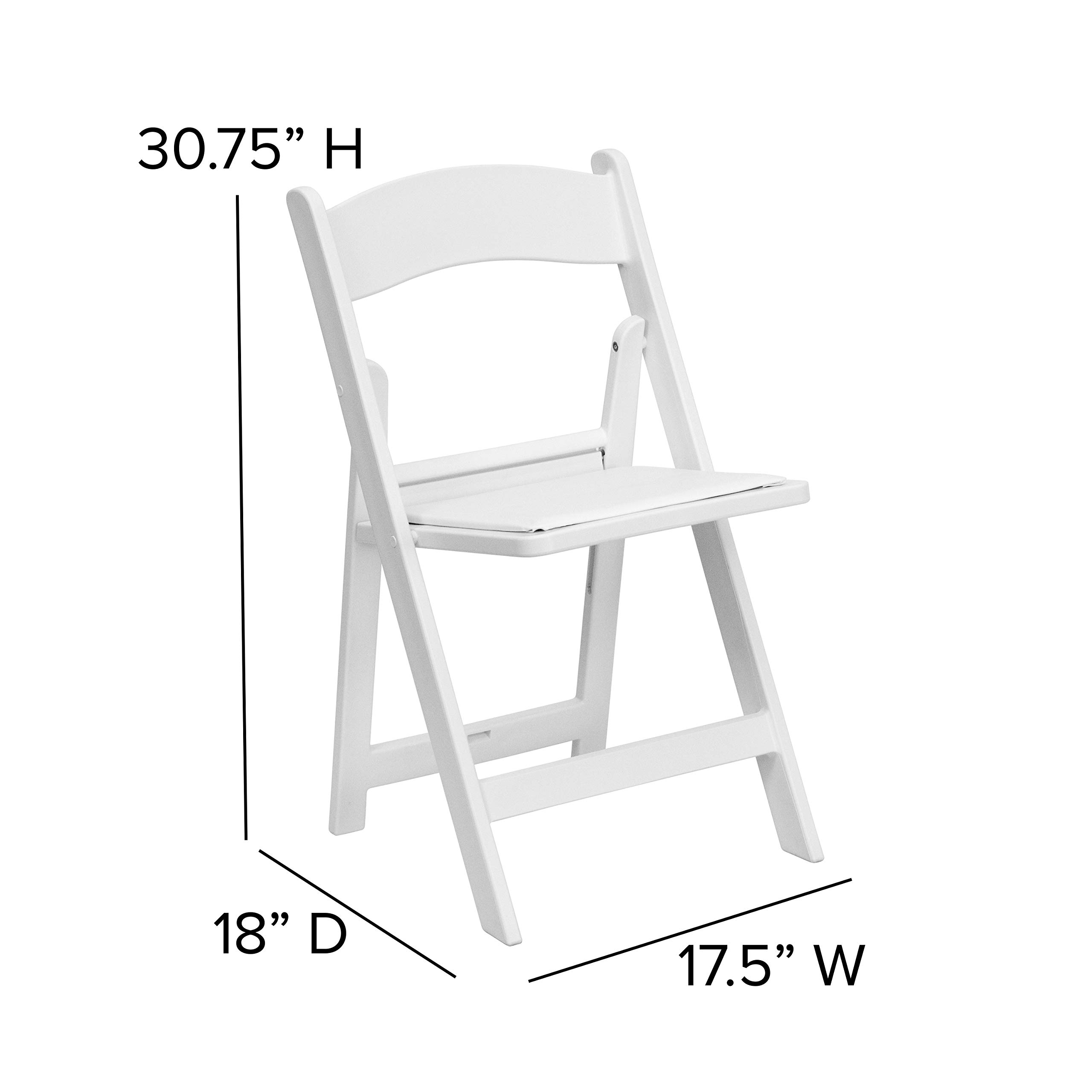 EMMA + OLIVER Folding Chair - White Resin – 2 Pack 800LB Weight Capacity Comfortable Event Chair - Light Weight Folding Chair