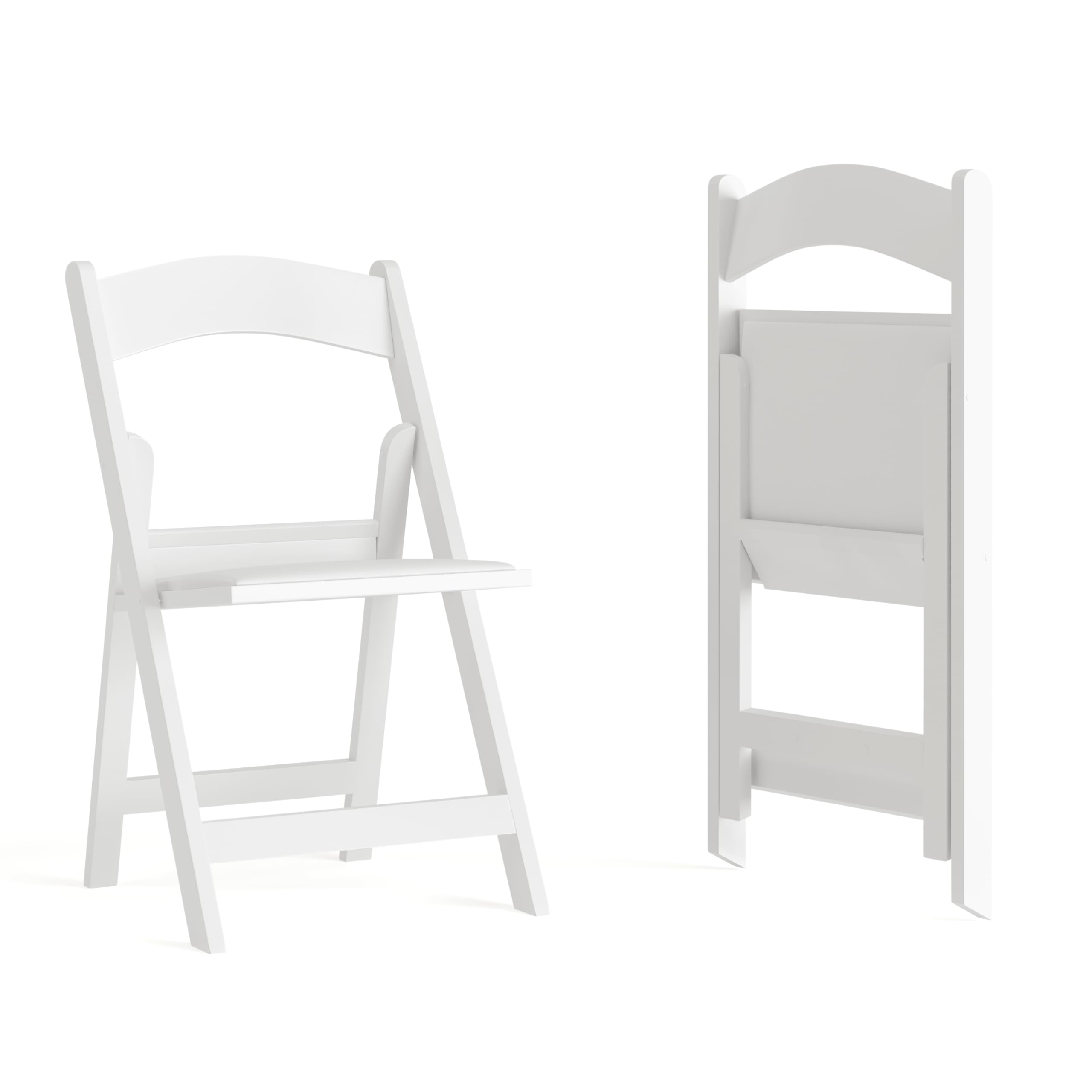 EMMA + OLIVER Folding Chair - White Resin – 2 Pack 800LB Weight Capacity Comfortable Event Chair - Light Weight Folding Chair