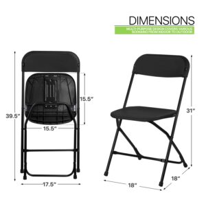 Magshion Plastic Folding Chairs 10 Pack Foldable Dinning Chairs for Wedding Parties Event Outdoor Indoor Lightweight Chair 330lb Capacity, Black