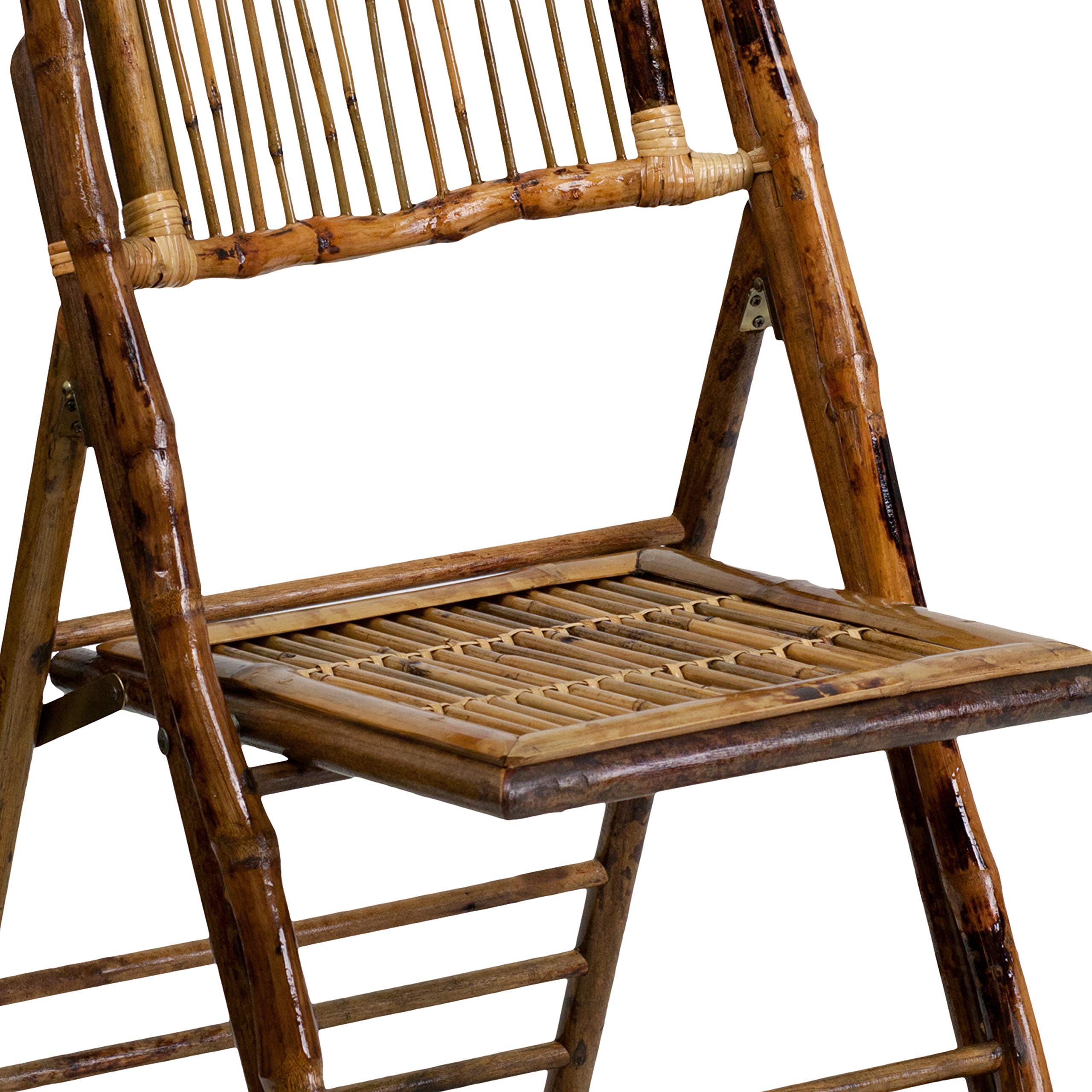EMMA + OLIVER 2 Pack Commercial Event Party Rental Bamboo Folding Chair