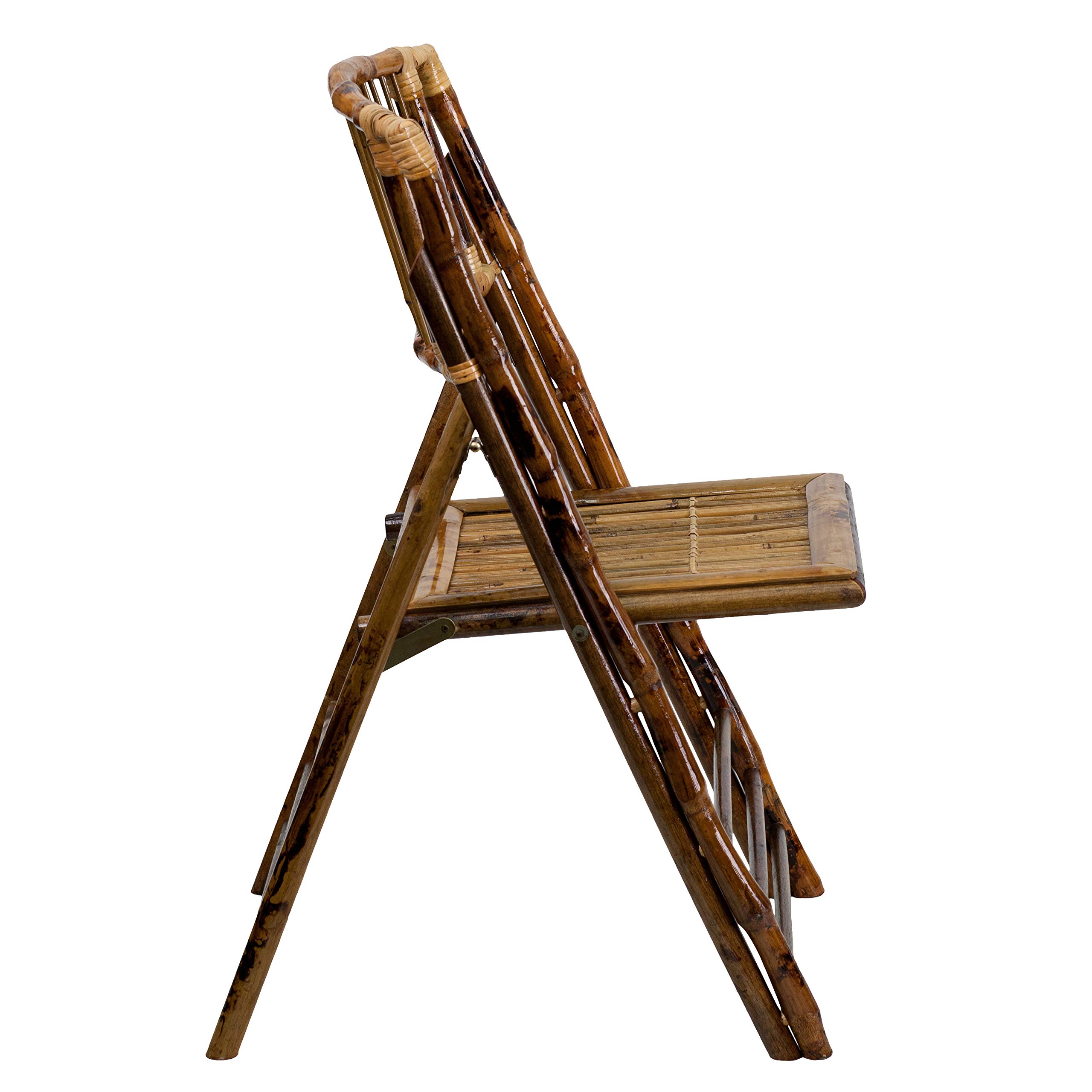 EMMA + OLIVER 2 Pack Commercial Event Party Rental Bamboo Folding Chair