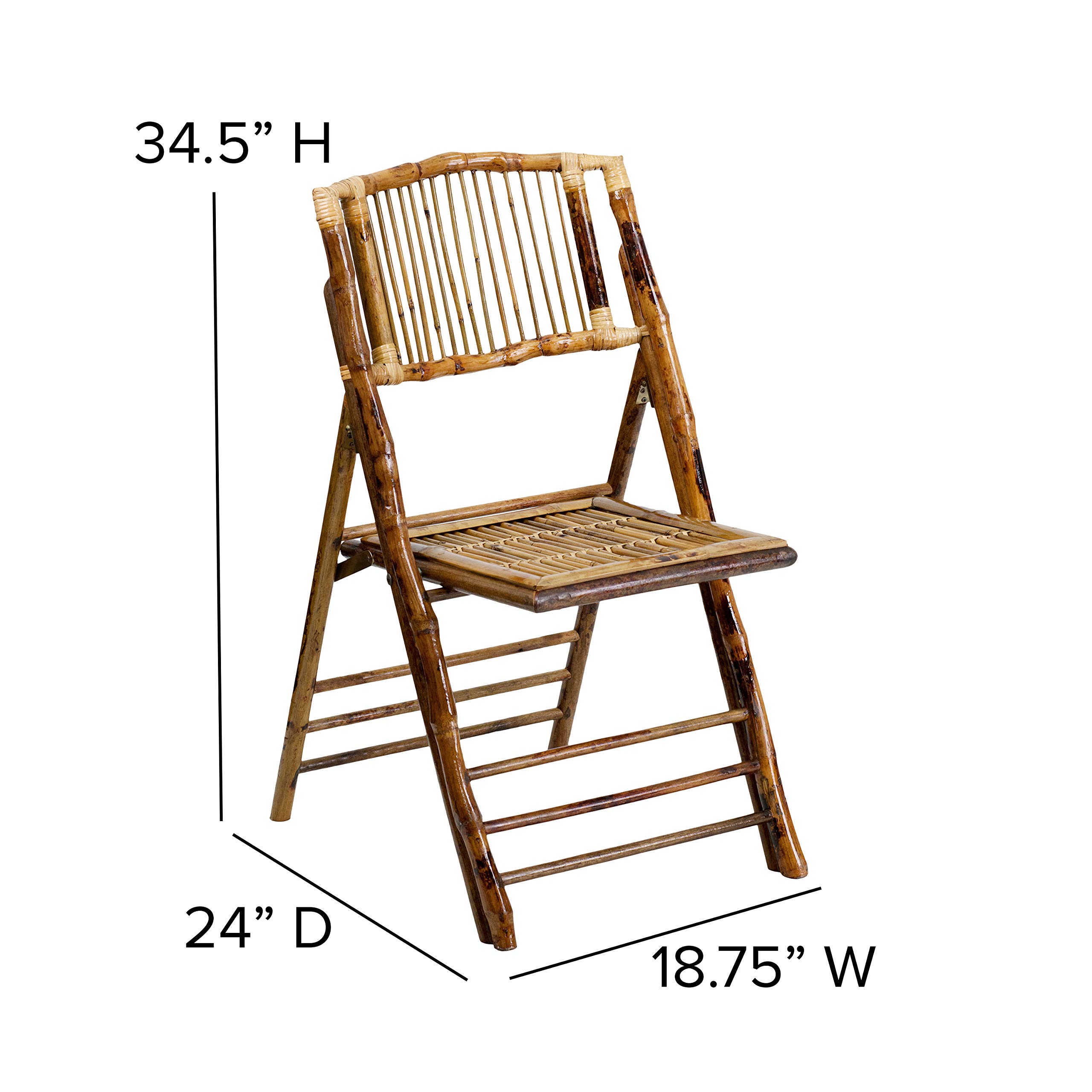 EMMA + OLIVER 2 Pack Commercial Event Party Rental Bamboo Folding Chair