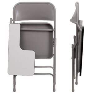 EMMA + OLIVER Premium Steel Folding Right Handed Tablet Arm Chair