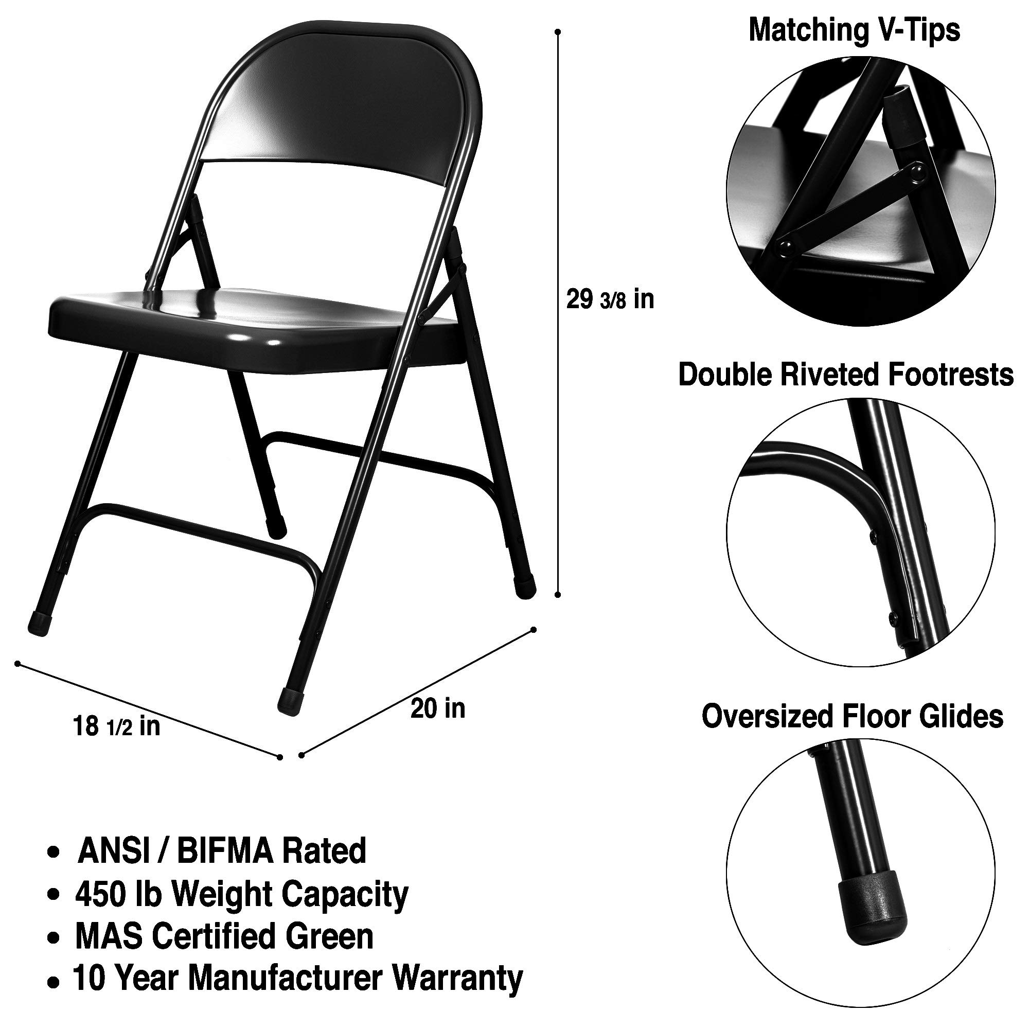 OEF Furnishings (4 Pack), Black Heavy Duty Steel Folding Chair