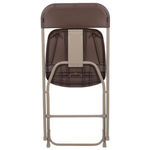 EMMA + OLIVER Folding Chair - Brown Plastic - 4 Pack 650LB Weight Capacity Comfortable Event Chair - Lightweight Folding Chair