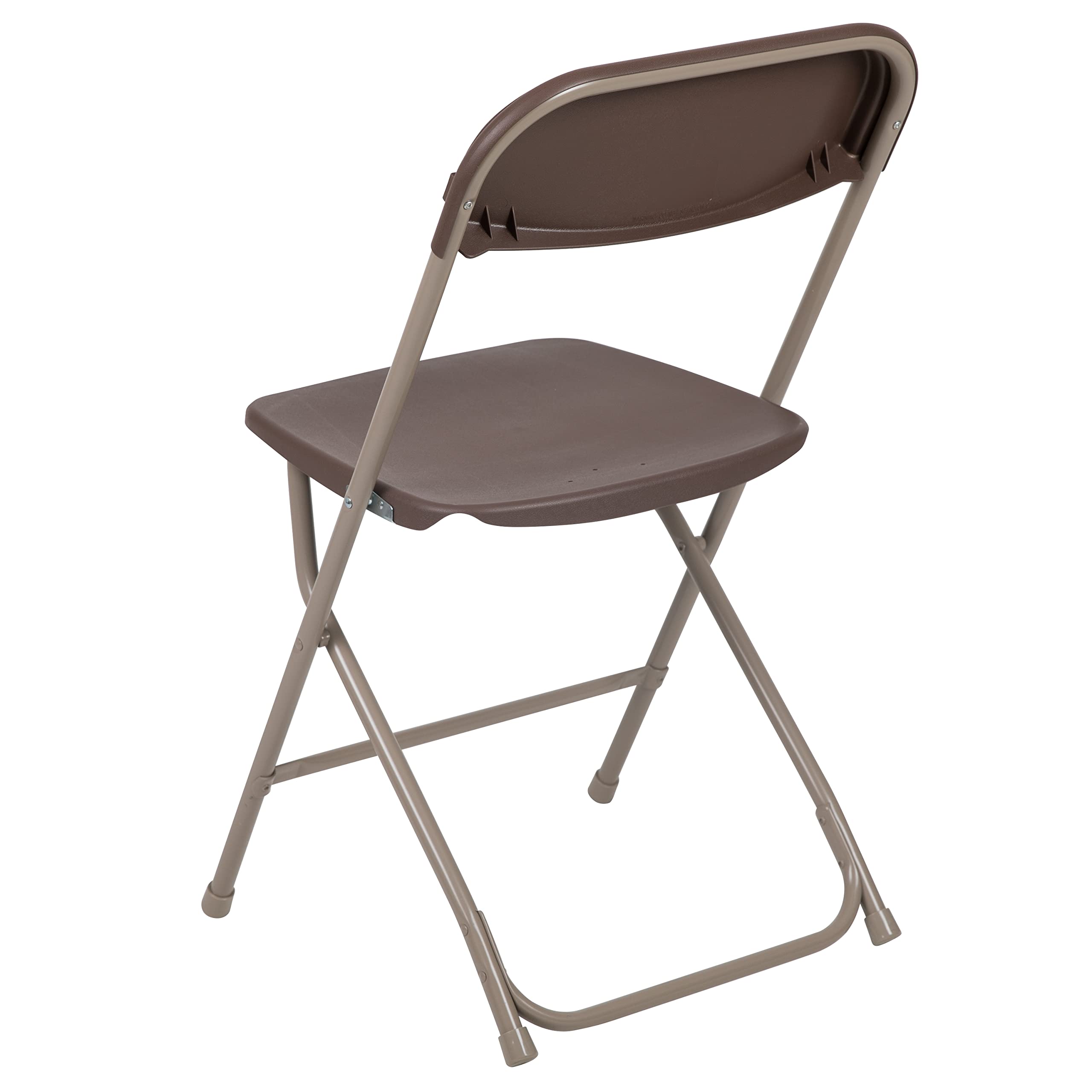 EMMA + OLIVER Folding Chair - Brown Plastic - 4 Pack 650LB Weight Capacity Comfortable Event Chair - Lightweight Folding Chair