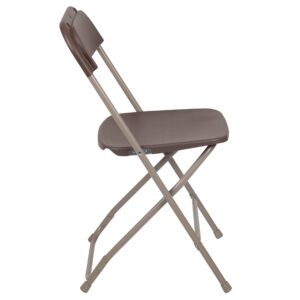 EMMA + OLIVER Folding Chair - Brown Plastic - 4 Pack 650LB Weight Capacity Comfortable Event Chair - Lightweight Folding Chair
