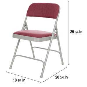 OEF Furnishings Deluxe Fabric Upholstered Double Hinge Premium Folding Chairs, Red