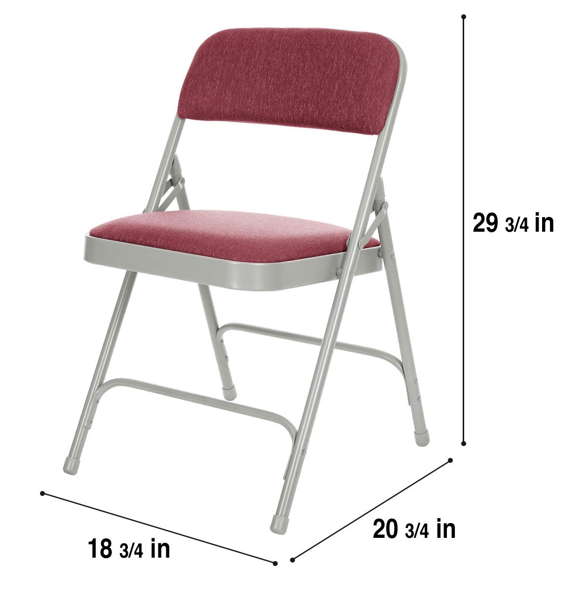 OEF Furnishings Deluxe Fabric Upholstered Double Hinge Premium Folding Chairs, Red