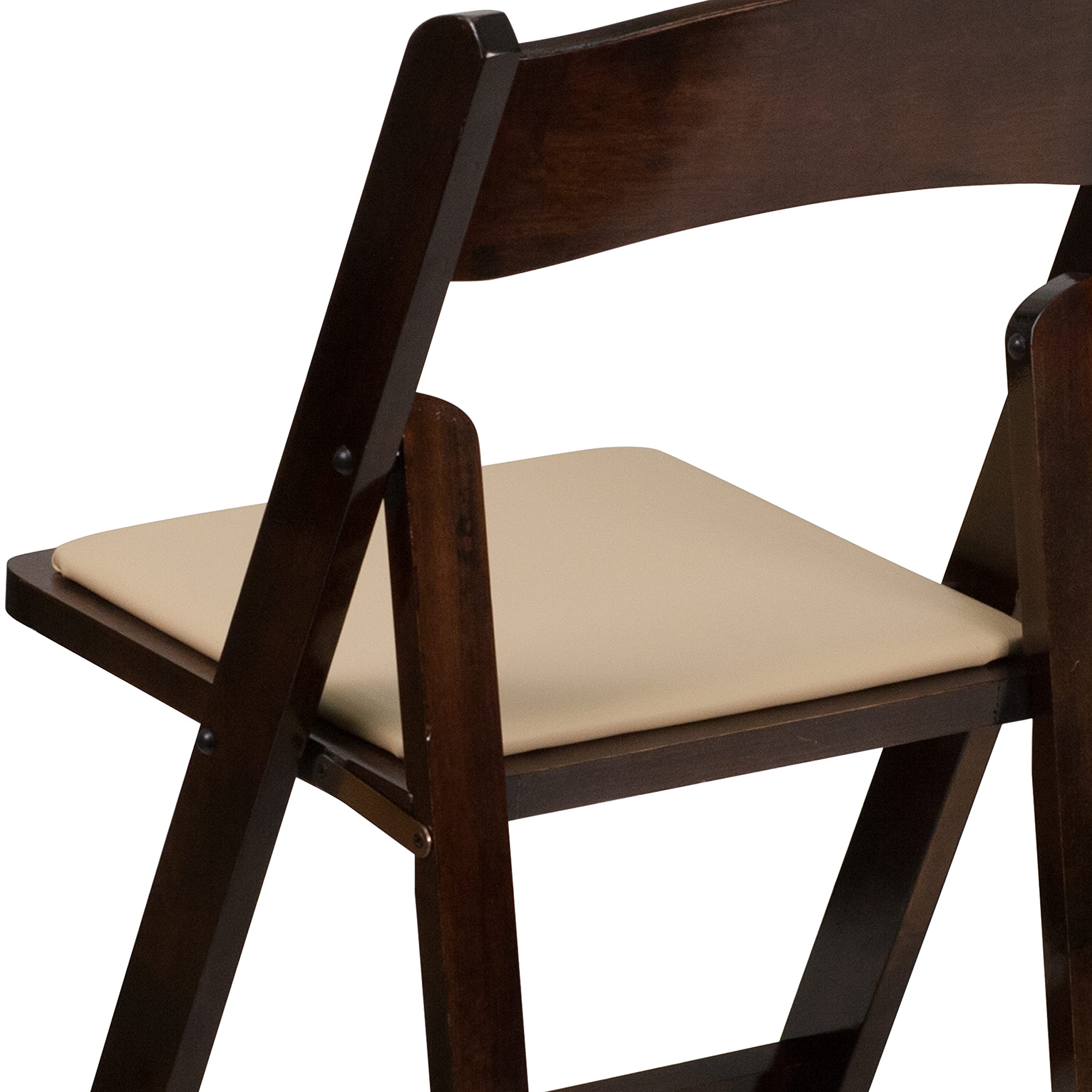 BizChair 4 Pack Fruitwood Wood Folding Chair with Detachable Vinyl Padded Seat