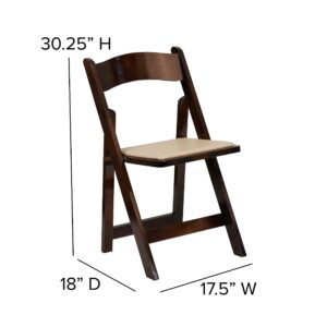 BizChair 4 Pack Fruitwood Wood Folding Chair with Detachable Vinyl Padded Seat