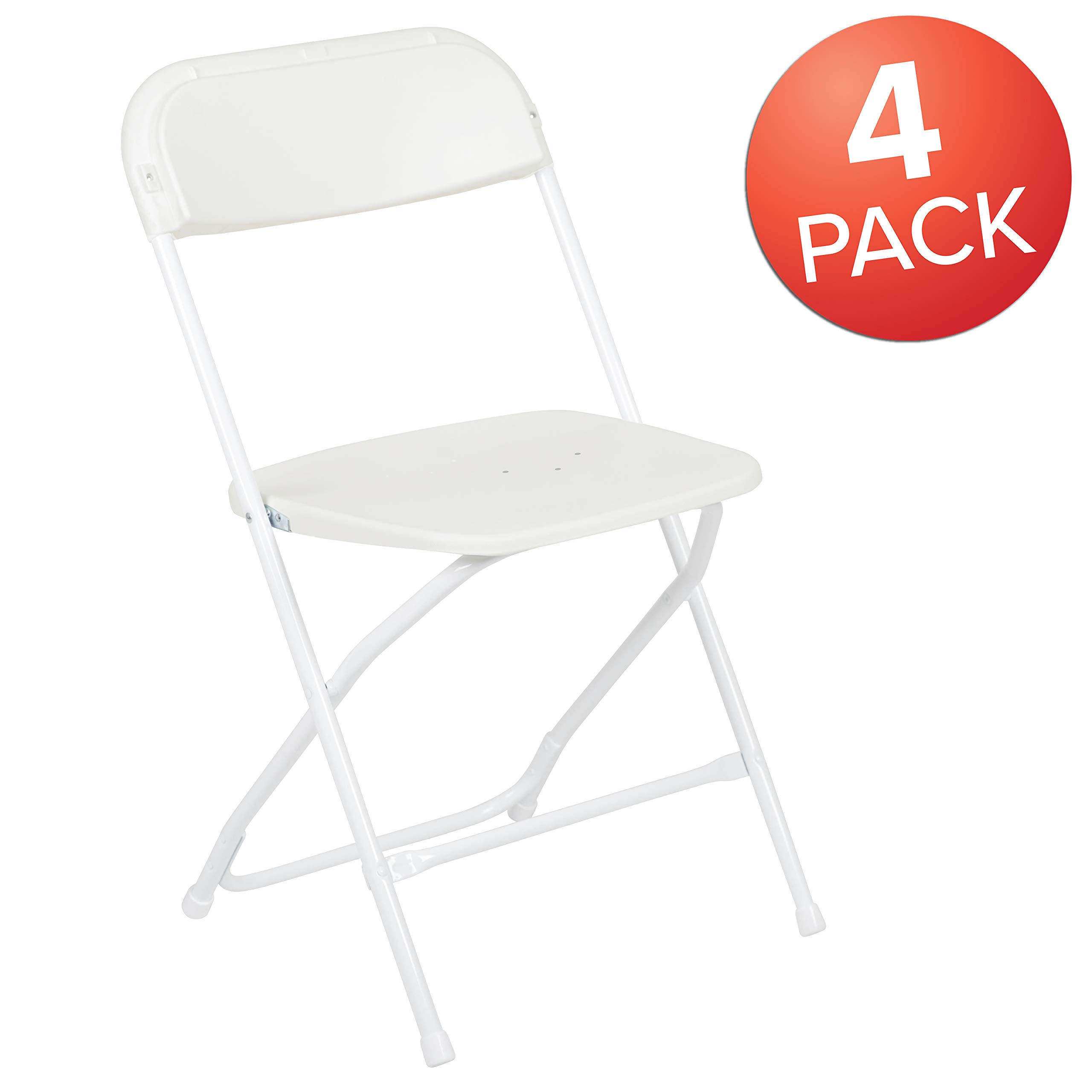 Flash Furniture Elon 2.85-Foot Square Granite White Plastic Folding Table | Waterproof | Impact and Stain Resistant + Flash Furniture Hercules Series Plastic Folding Chairs