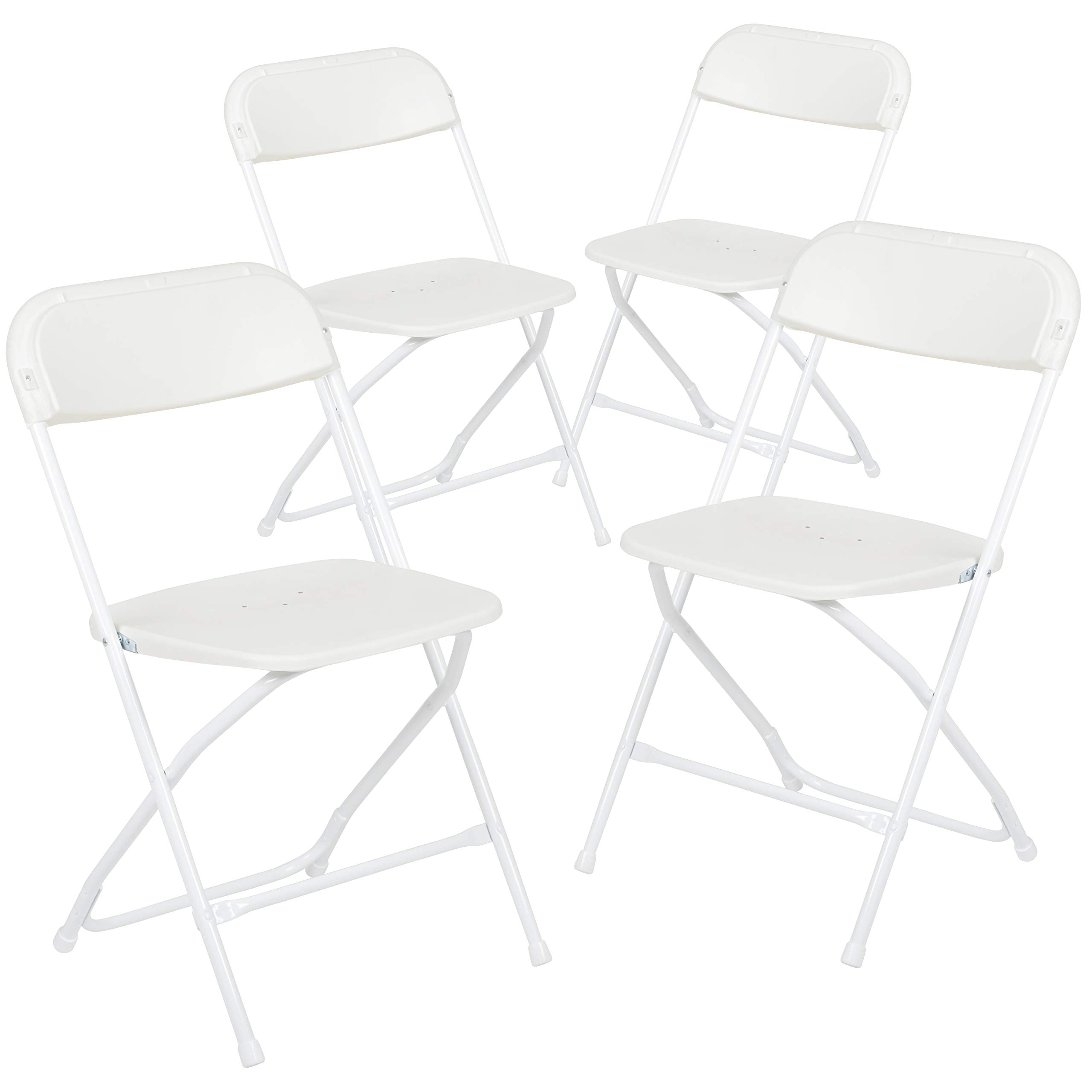 Flash Furniture Elon 2.85-Foot Square Granite White Plastic Folding Table | Waterproof | Impact and Stain Resistant + Flash Furniture Hercules Series Plastic Folding Chairs