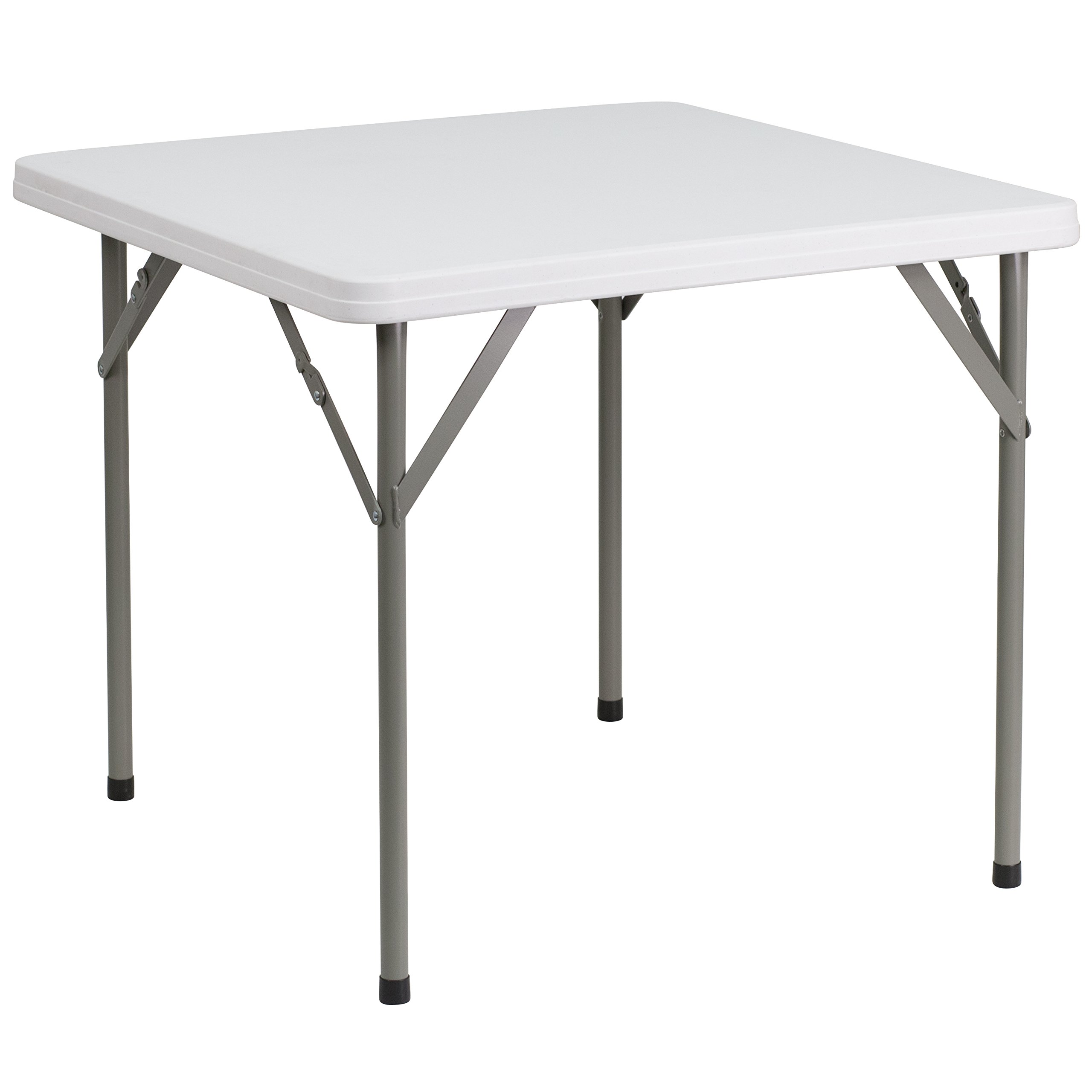 Flash Furniture Elon 2.85-Foot Square Granite White Plastic Folding Table | Waterproof | Impact and Stain Resistant + Flash Furniture Hercules Series Plastic Folding Chairs