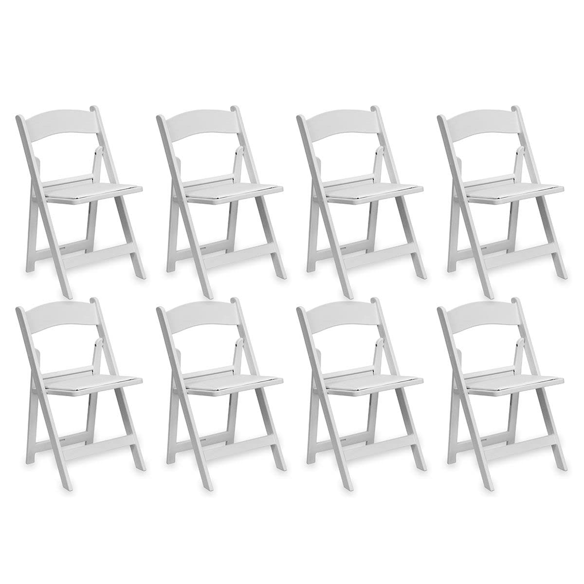 TentandTable White Resin Stackable Folding Chairs | 8 Pack | Heavy Duty | 300-Pound Capacity | for Banquets, Weddings, and Events