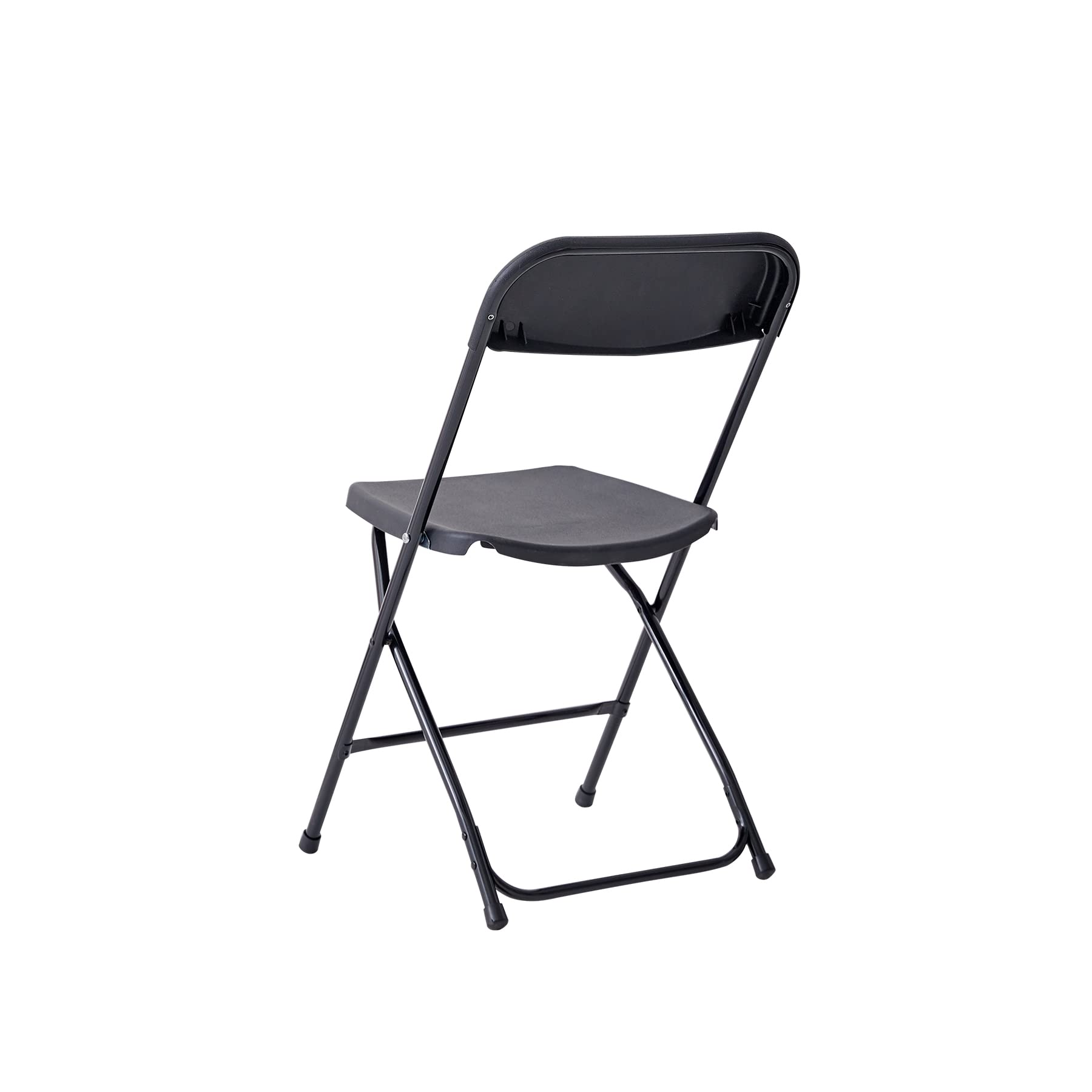 Symylife Plastic Folding Chair Portable Stackable Outdoot/Indoor Chairs with Steel Frame, for Office Wedding Party Picnic Kitchen Dining, Black-10 Pack